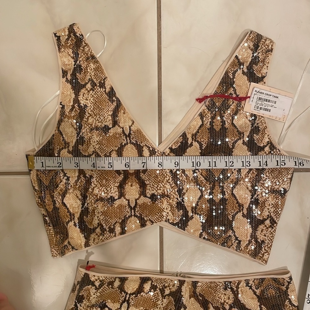 NWT RAGA Two Piece Slither Snake Print sequence set Cropped Tank & Pencil Skirt  - Picture 9 of 13
